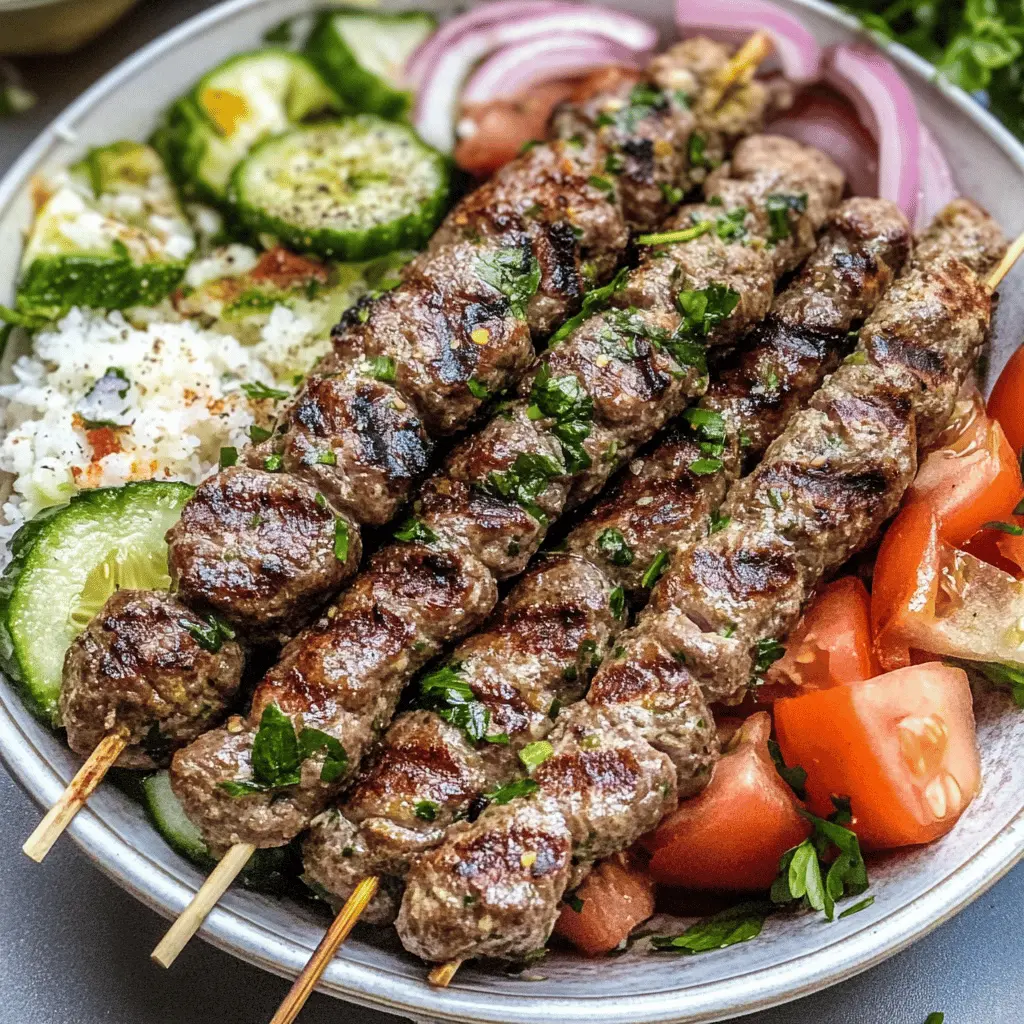Juicy and flavorful, these Beef Kafta Kebabs are perfect for your next barbecue or family dinner! Made with ground beef, fresh herbs, and aromatic spices, they offer a delicious blend of flavors. Easy to grill and serve, they make a great protein-packed dish for summer gatherings or weeknight meals. Save this recipe for a tasty twist on traditional kebabs!