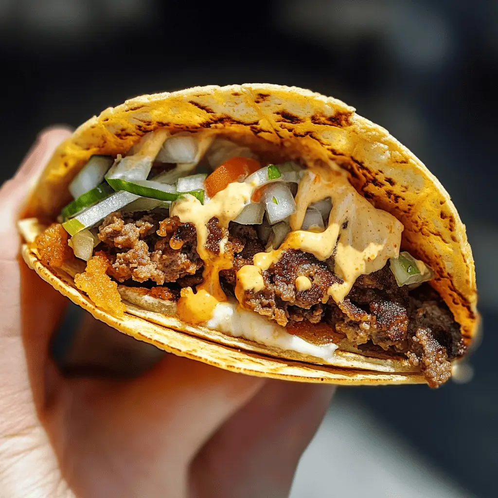 Satisfy your taste buds with these Easy Smash Burger Tacos! Juicy beef patties meet fresh tortillas, topped with your favorite fixings for a fun twist on classic burgers. Perfect for family dinners or casual get-togethers, these tacos are sure to impress! Save this recipe for your next taco night and enjoy a deliciously different take on a favorite!