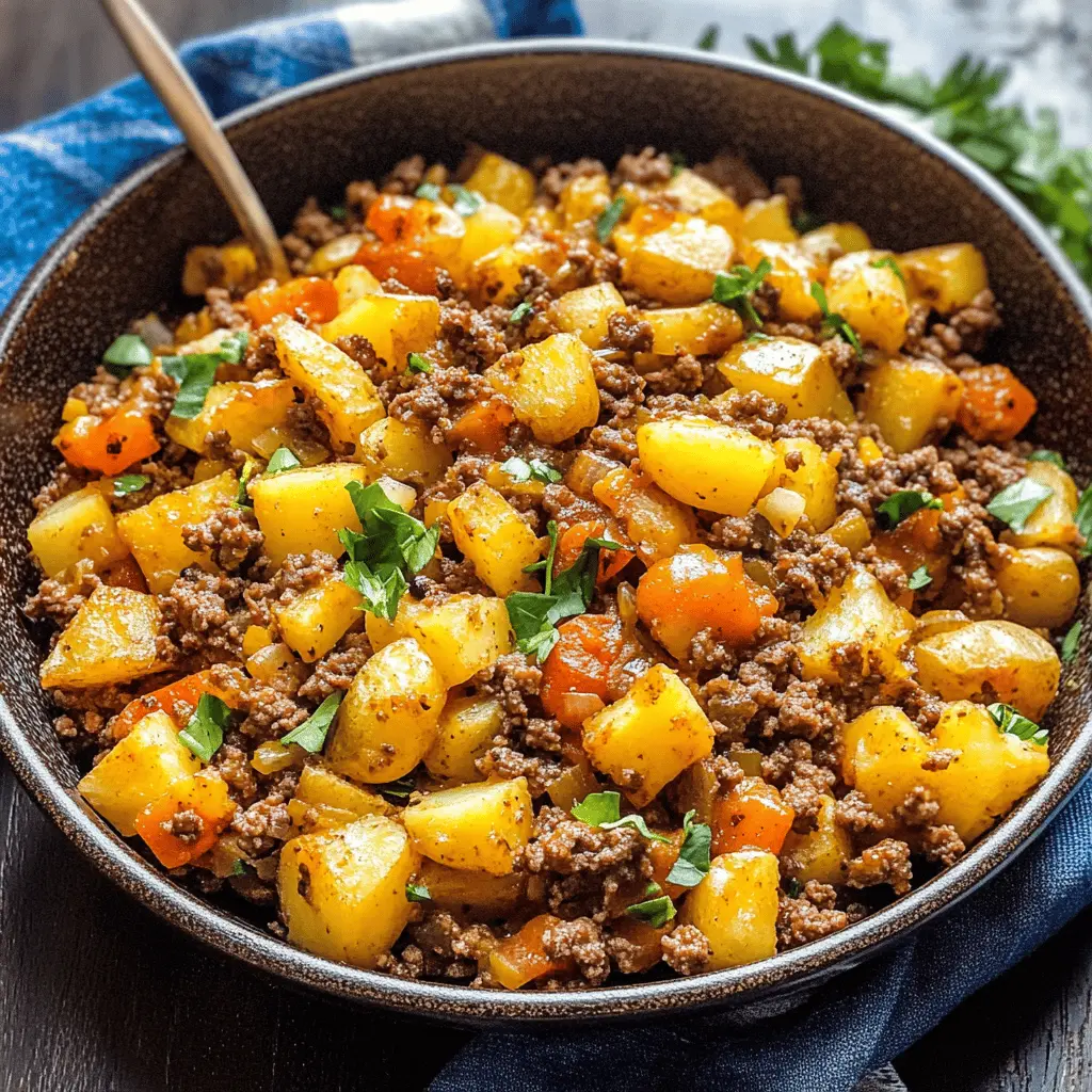 This comforting Ground Beef and Potatoes dish is a family favorite, combining hearty flavors and satisfying textures. With just a few simple ingredients, you can create a meal that's perfect for busy weeknights or cozy gatherings. Save this recipe for a quick and delicious dinner solution any time!