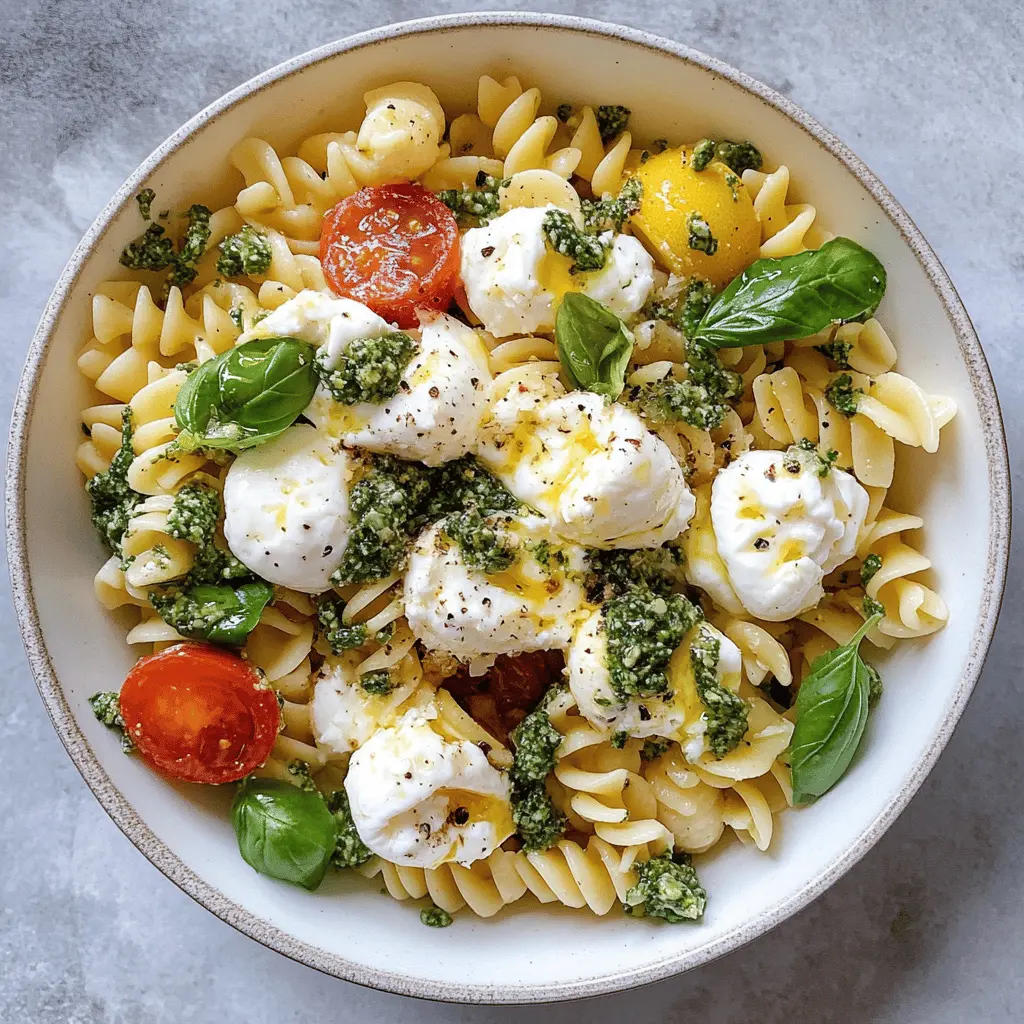 This Lemon Burrata Pasta Salad is a refreshing twist on a classic dish! With al dente pasta tossed in zesty lemon dressing, creamy burrata, and fresh herbs, it's perfect for summer gatherings or as a light lunch. Save this recipe to impress your guests with vibrant flavors that brighten any meal!