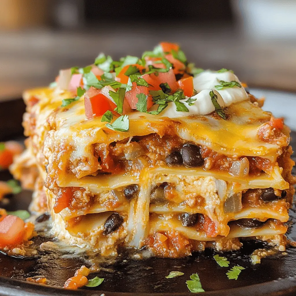 Layers of deliciousness await with this Mexican Lasagna! Made with seasoned ground beef, zesty salsa, and gooey cheese between soft tortillas, it's a fun twist on a classic dish. Perfect for family dinners or gatherings, this recipe is sure to please everyone. Save this pin for a tasty meal that is both hearty and easy to whip up!