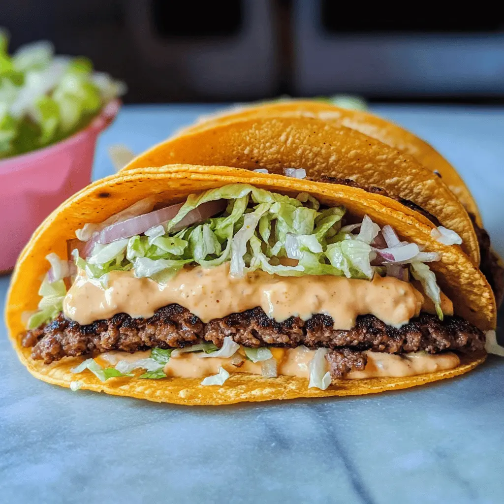 These Smash Burger Tacos combine the best of both worlds! Juicy, seasoned beef patties are smashed and placed in warm tortillas, topped with your favorite burger fixings. Perfect for casual gatherings or a fun family dinner. Save this easy recipe to impress your friends and spice up taco night!