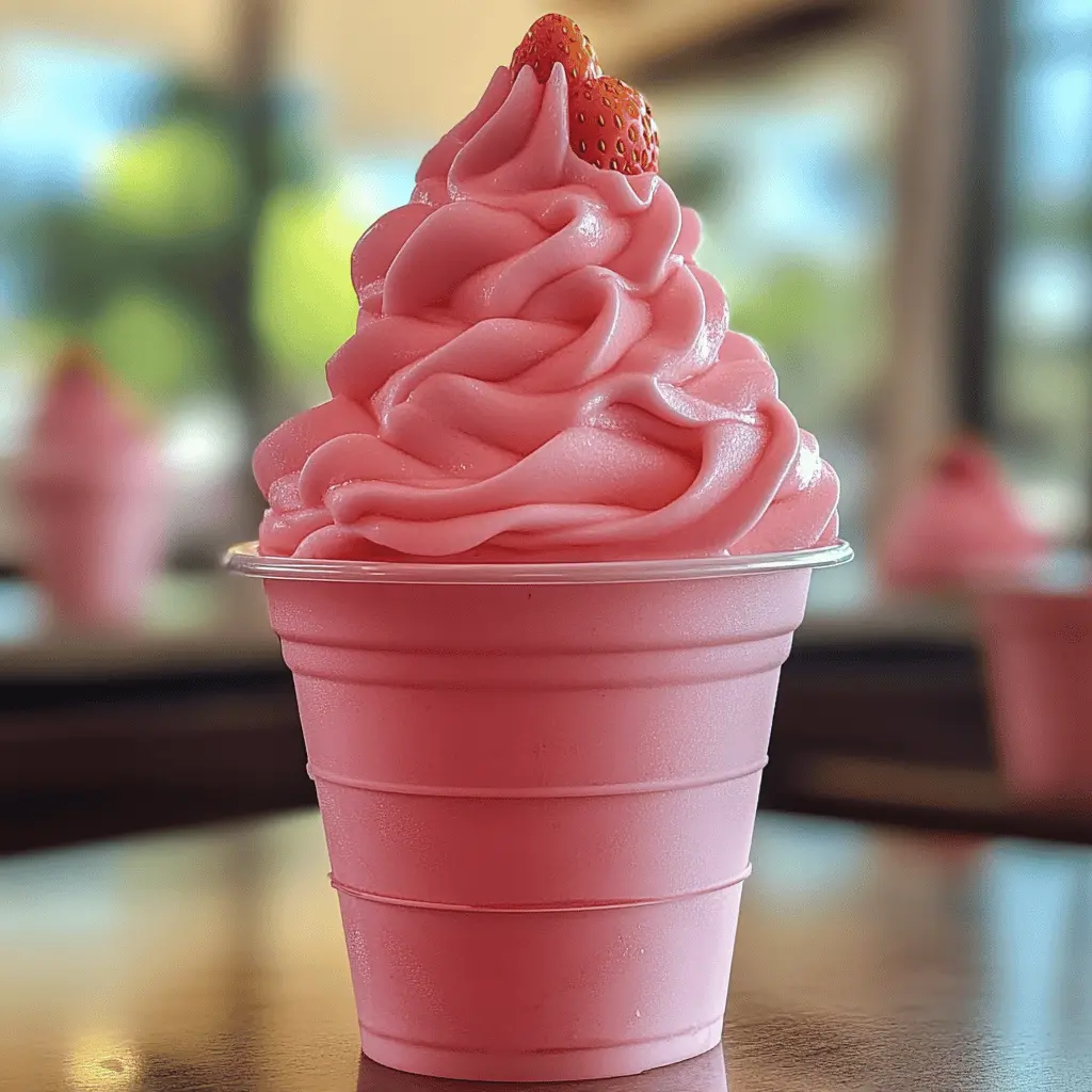 Cool off with a refreshing Strawberry Dole Whip! This delightful frozen treat is perfect for summer days, blending sweet strawberries and creamy goodness that everyone will love. Perfect for a pool party or a fun family dessert night. Save this easy recipe for a delightful anytime treat!