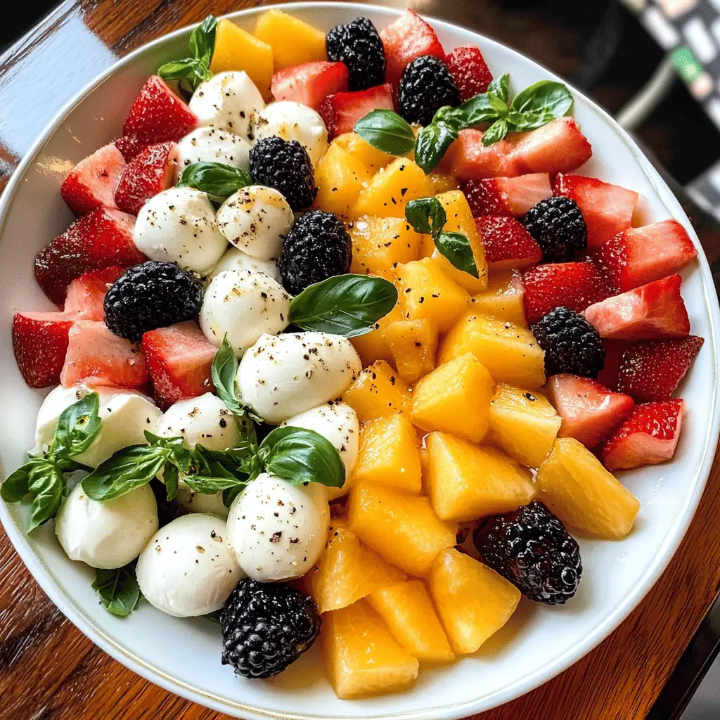 Brighten up your summer with this refreshing Summer Fruit Caprese Salad! Featuring juicy strawberries, ripe peaches, and creamy mozzarella, this salad brings a delightful twist to the classic dish. Perfect for picnics, barbecues, or a light lunch. Save this recipe to enjoy a burst of flavor all season long!