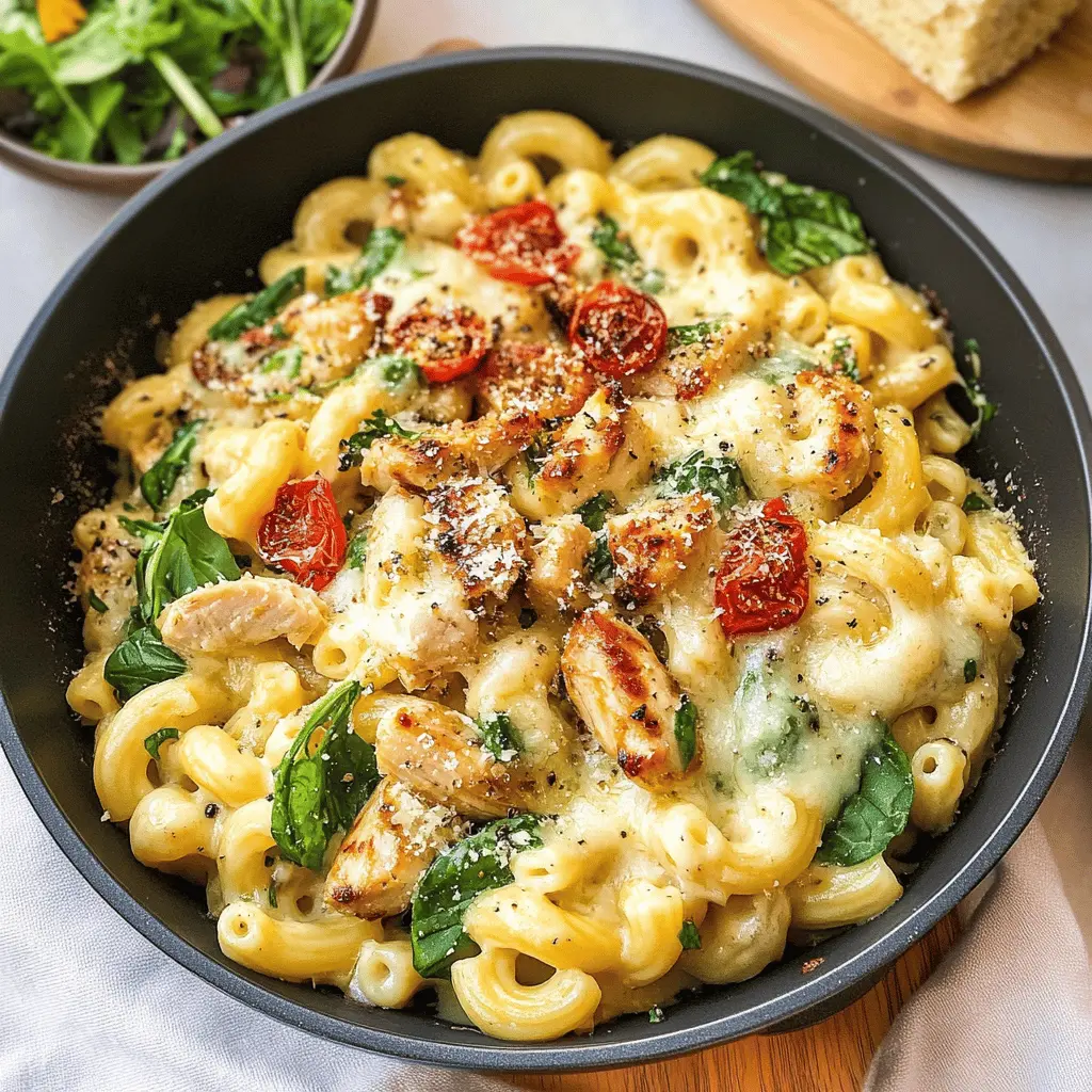 Indulge in the creamy goodness of Tuscan Chicken Mac and Cheese! This delightful dish blends tender chicken, sun-dried tomatoes, and rich cheese for a comforting meal. Perfect for family dinners or cozy nights in, this recipe is both satisfying and simple to make. Save this pin for your next culinary adventure!