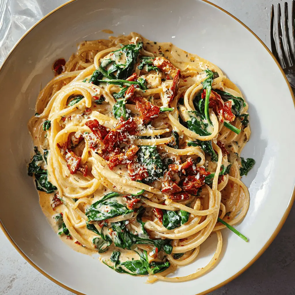 Creamy Sun-Dried Tomato Spaghetti with Spinach