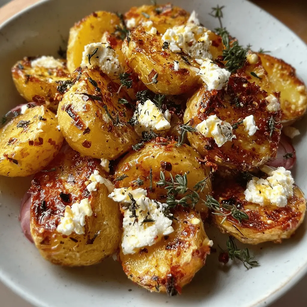 Easy Baked Feta Potatoes with Garlic and Herbs