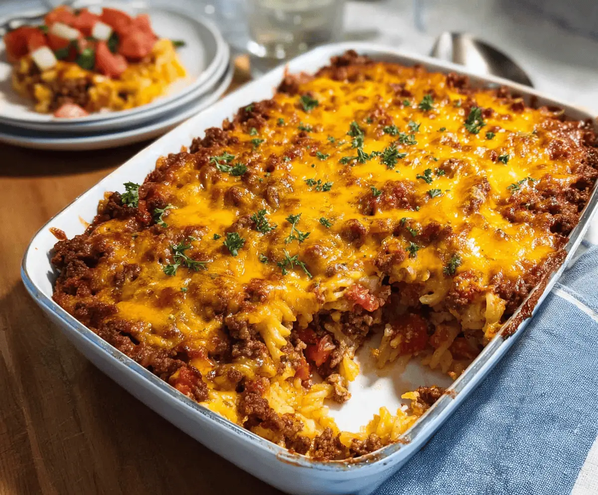Easy Cheesy Hamburger Casserole Recipe