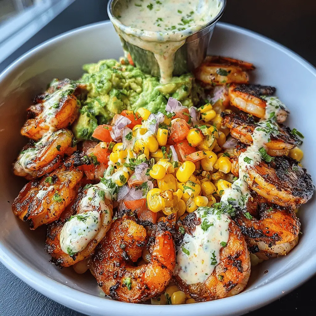 Healthy Grilled Shrimp Bowl With Avocado & Corn Salsa