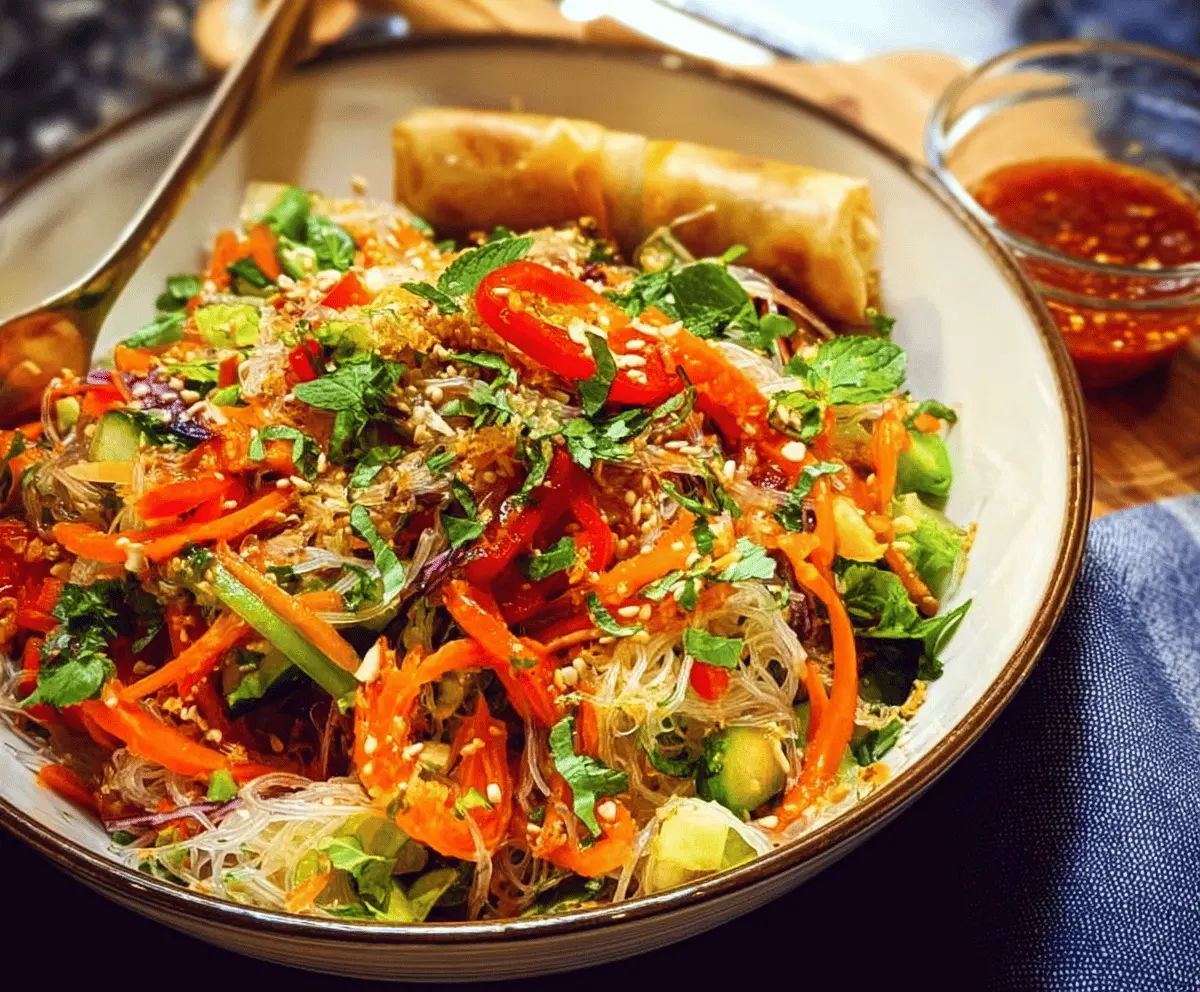 Healthy Spring Roll Salad With Spicy Ginger Dressing