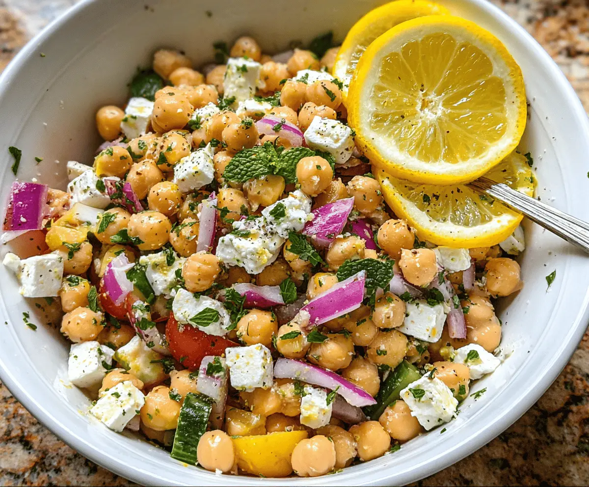 Easy Lemony Chickpea Feta Salad Recipe