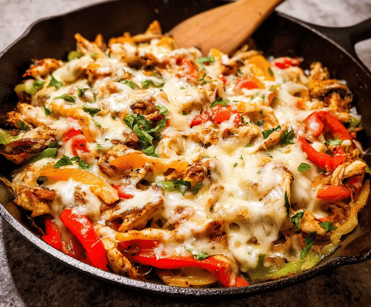 Cheesy Chicken Cheesesteak Skillet Meal