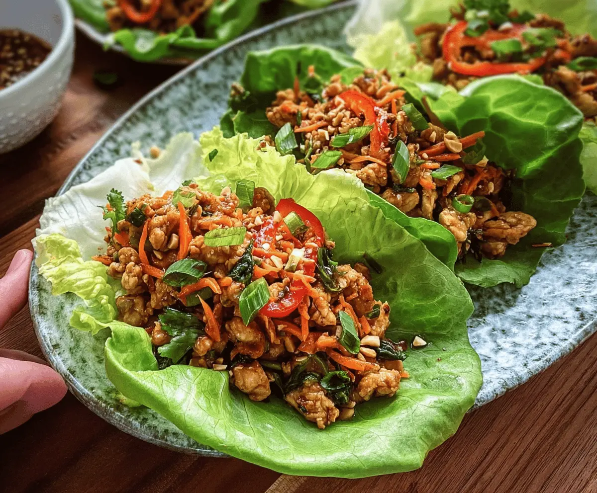 Healthy Thai Chicken Lettuce Wraps Recipe