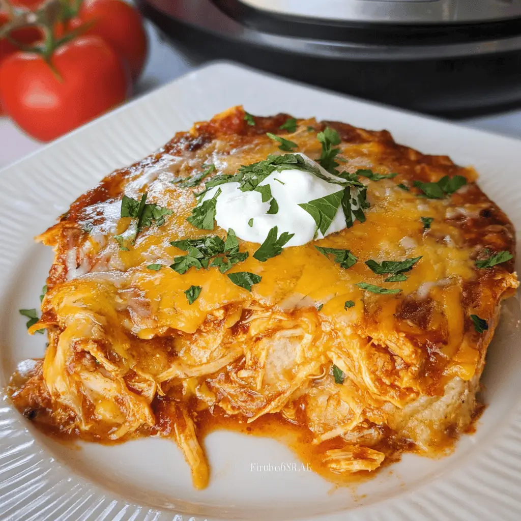 Easy Hearty Crockpot Chicken Enchilada Casserole