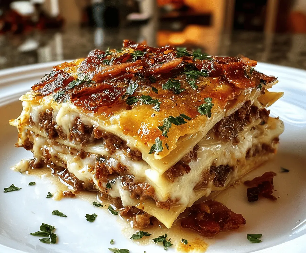 Cheesy Parmesan Garlic Bacon Cheeseburger Lasagna