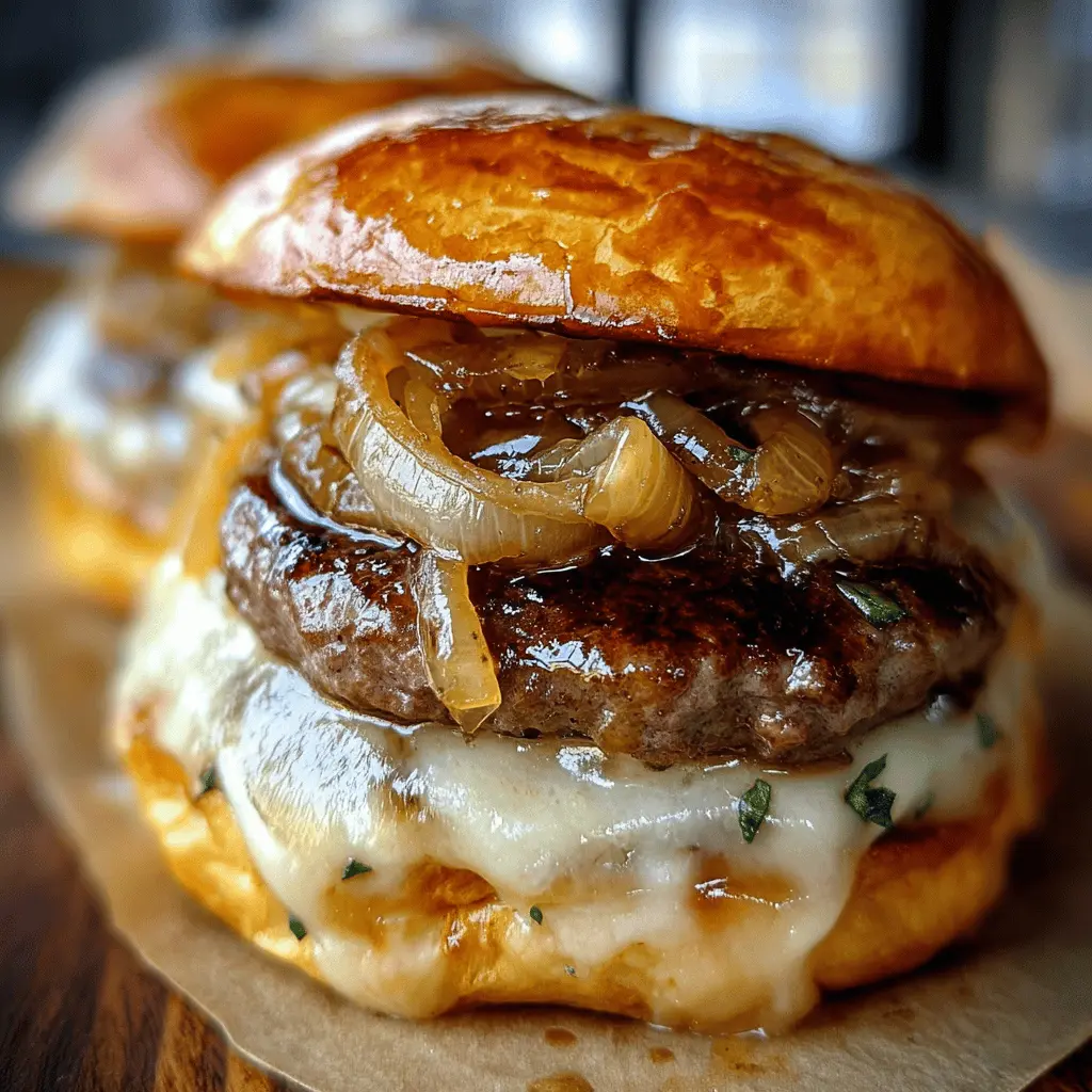 Cheesy French Onion Burgers Recipe