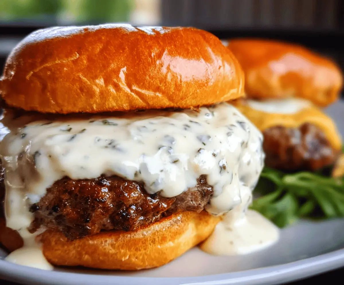 Garlic Overboard Burgers with Creamy Sauce