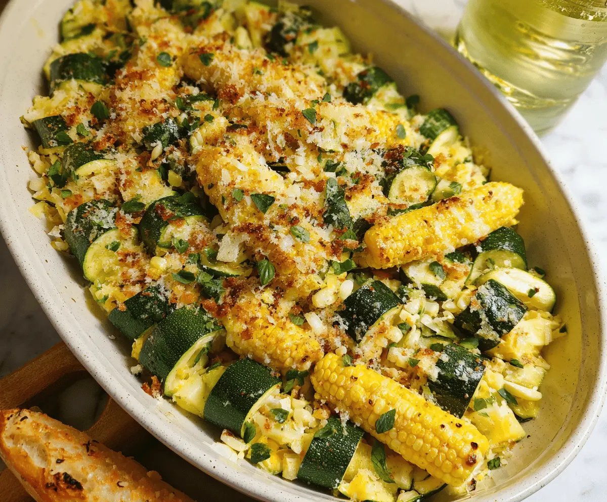 Cheesy Parmesan Zucchini and Corn Bake
