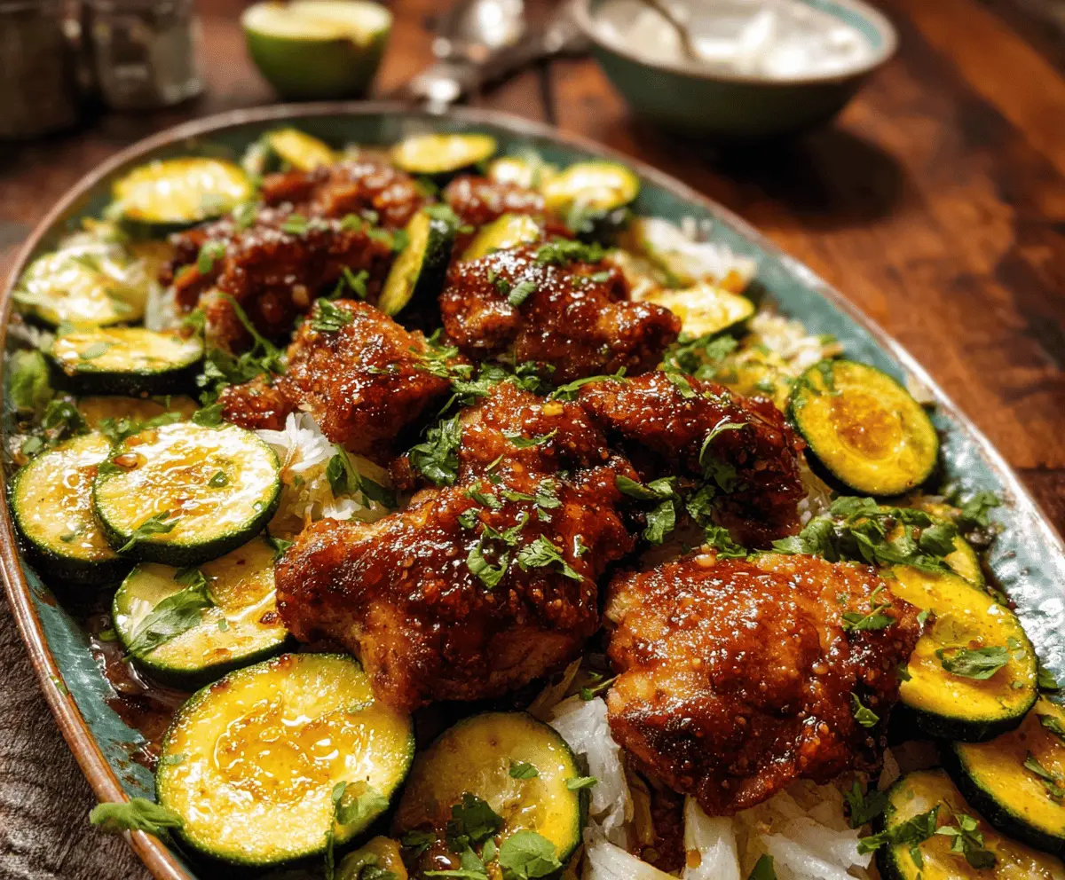 Easy Sheet Pan Hot Honey Garlic Chicken with Zucchini