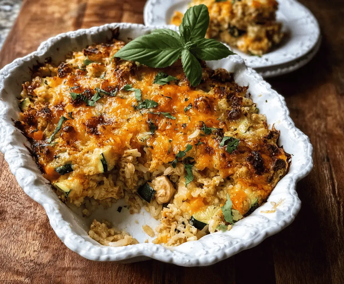 Cheesy Zucchini Chicken and Rice Casserole