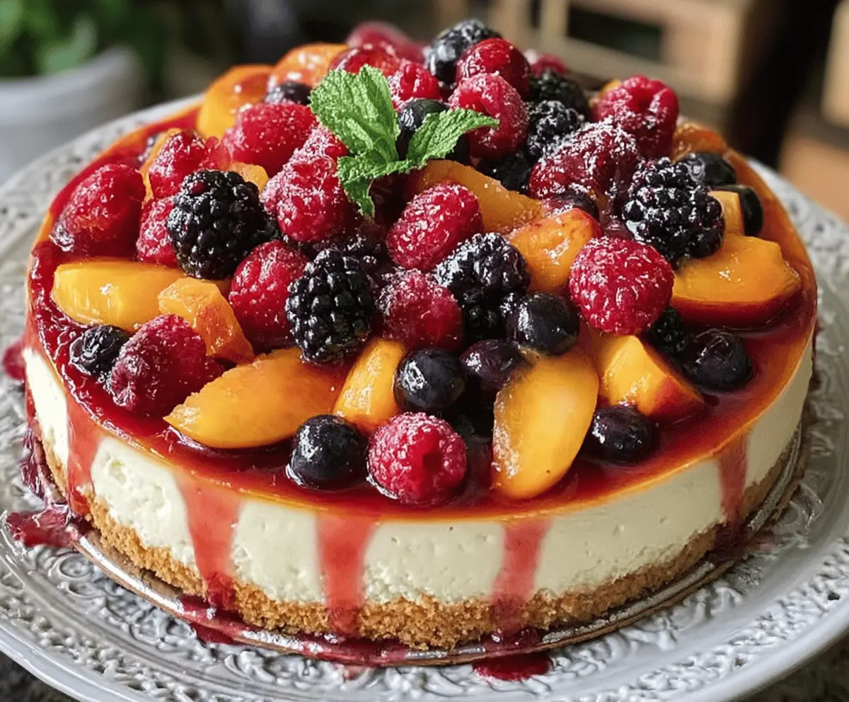 Summer Berry and Peach Cheesecake Recipe