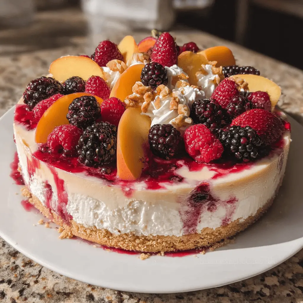 Fresh Summer Berry and Peach Cheesecake Recipe