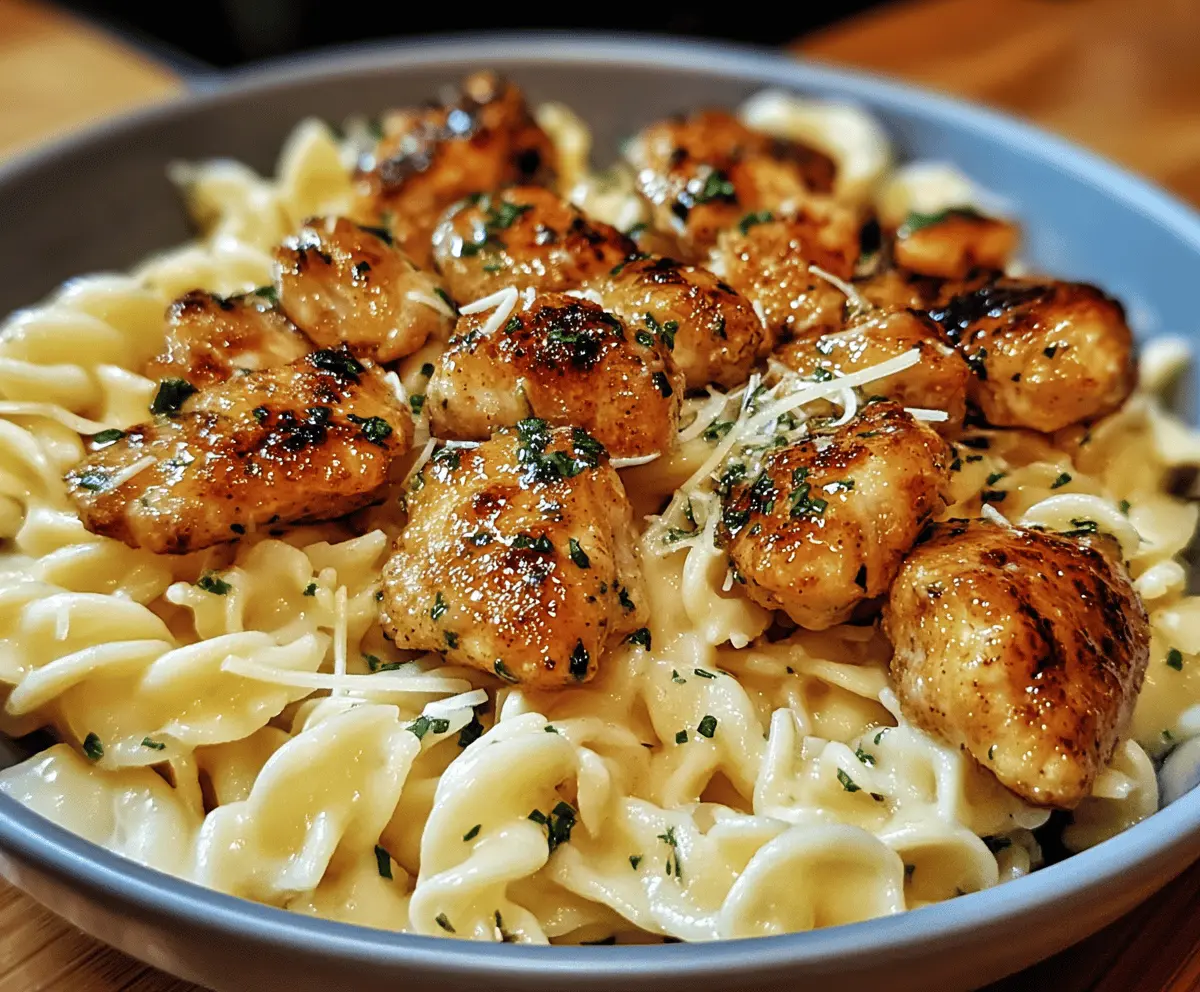 Garlic Butter Chicken Bites with Creamy Parmesan Pasta