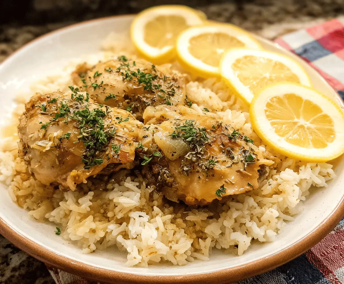 Easy Slow Cooker Lemon Herb Chicken and Rice Recipe