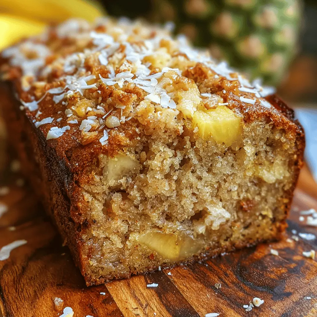 Tropical Hawaiian Banana Bread with Coconut & Pineapple