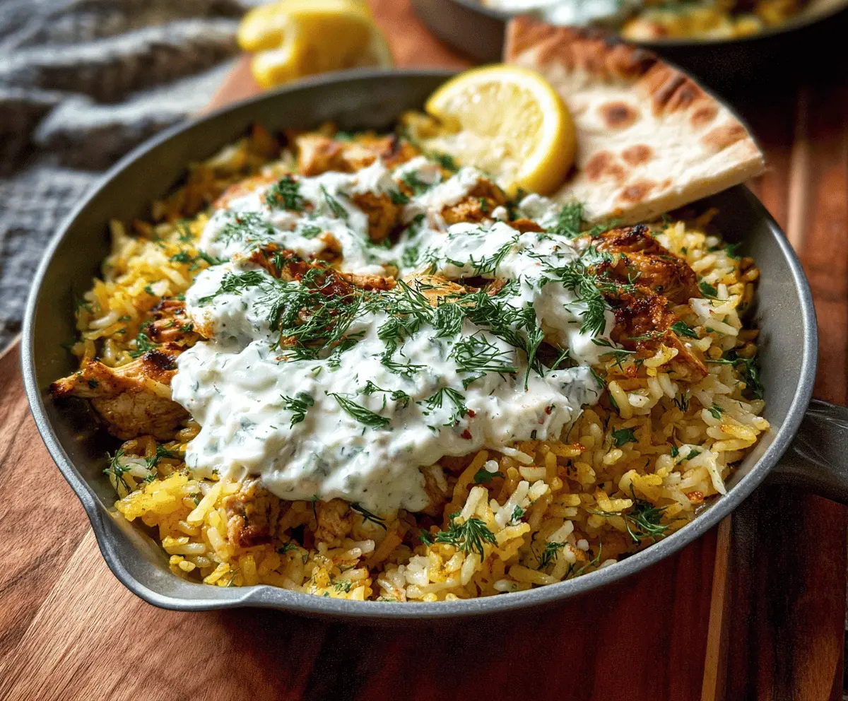 Easy Dump And Bake Chicken with Tzatziki Rice