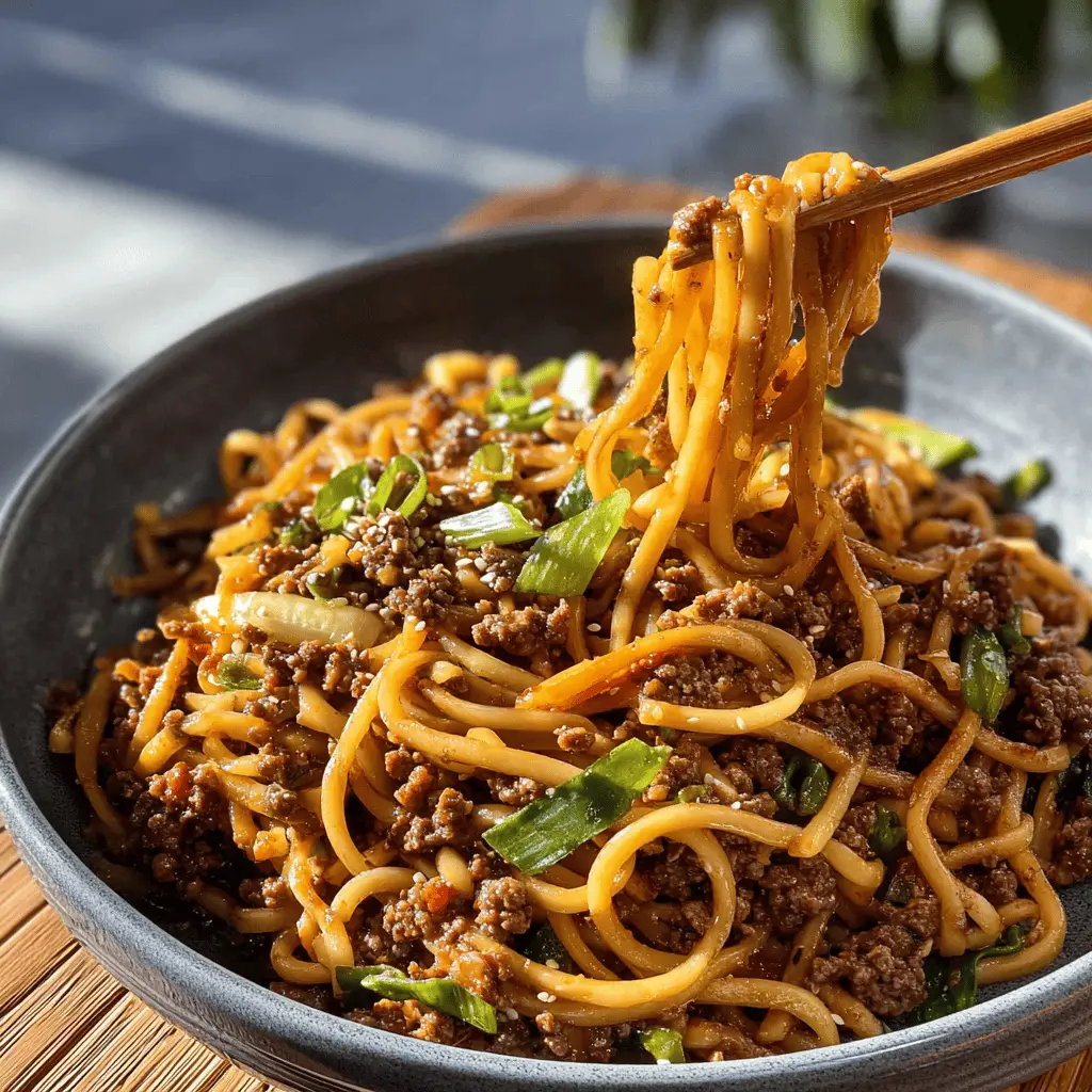 Easy Mongolian Ground Beef Noodles Recipe