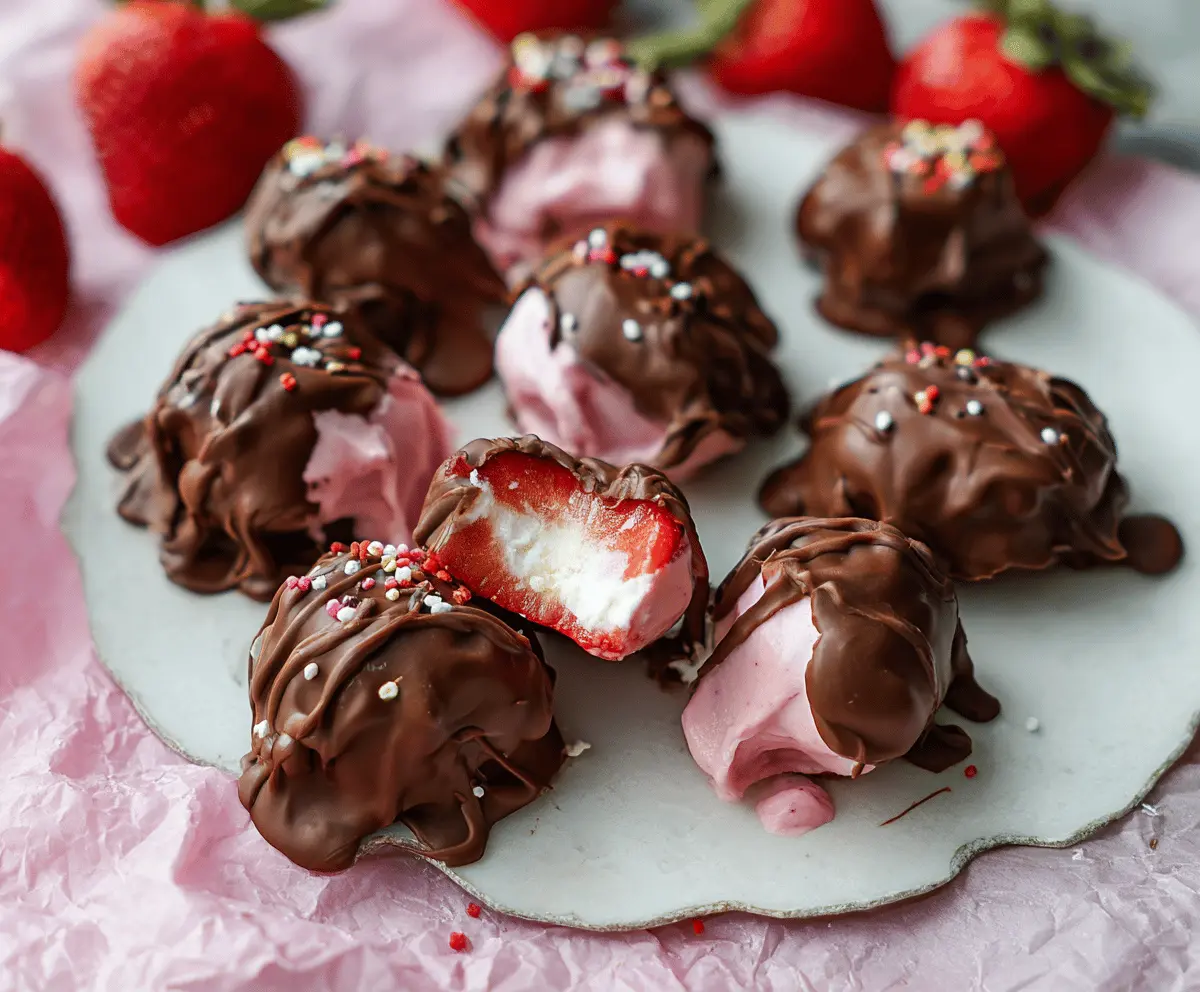 Easy Chocolate Strawberry Frozen Yogurt Bites