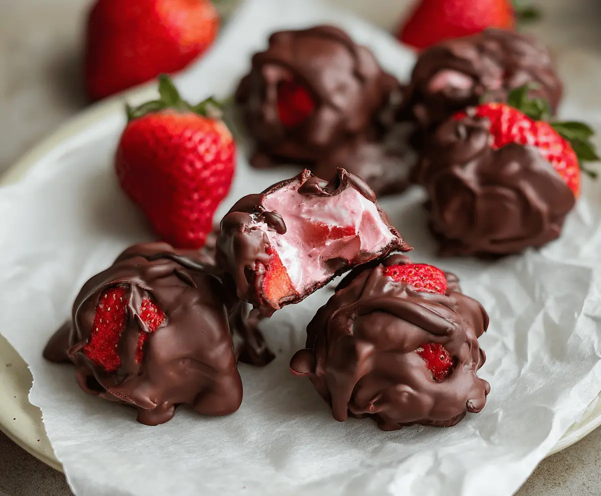 Easy Chocolate Strawberry Frozen Yogurt Bites