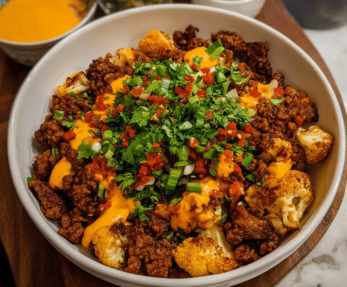 Crispy Chile Beef and Cauliflower Protein Bowls