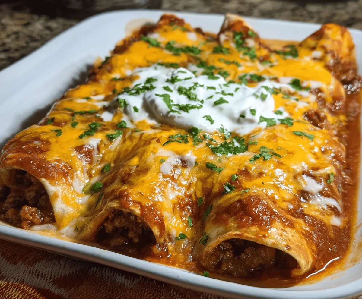 Easy Cheesy Ground Beef Enchiladas Recipe