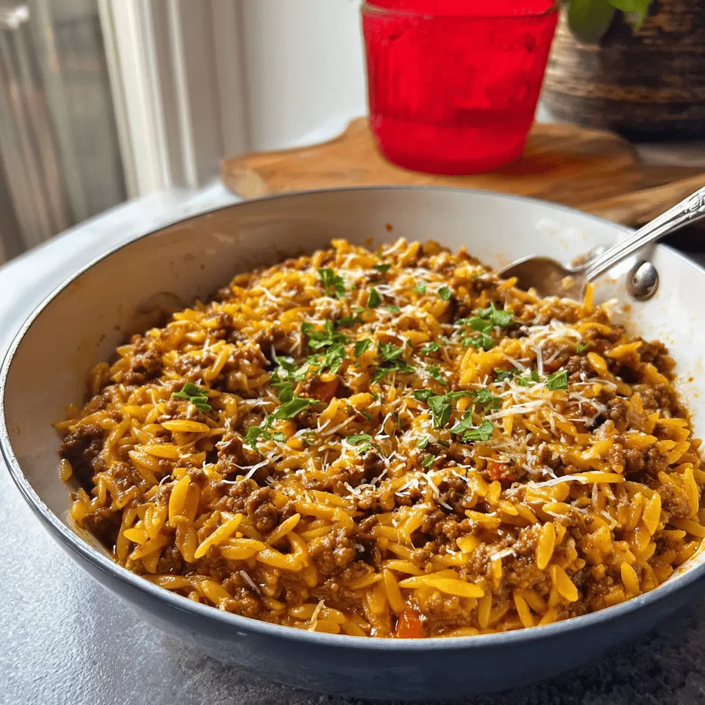 Easy Savory Ground Beef Orzo Dinner Recipe