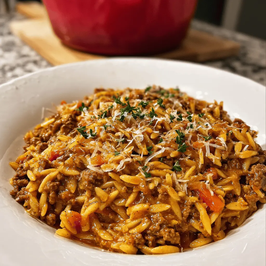 Easy Savory Ground Beef Orzo Dinner Recipe