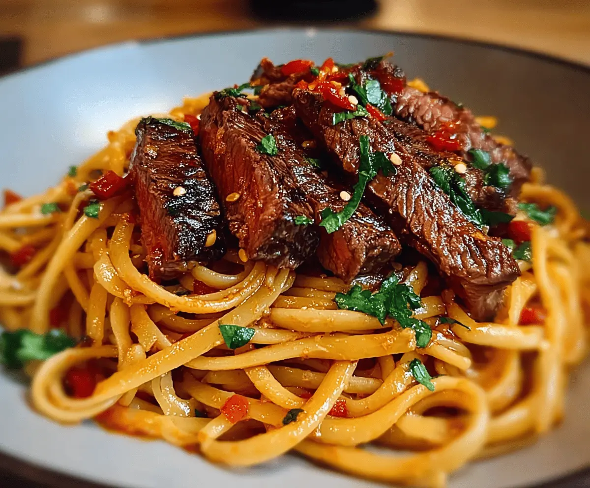 Sweet and Spicy Garlic Steak Pasta Recipe
