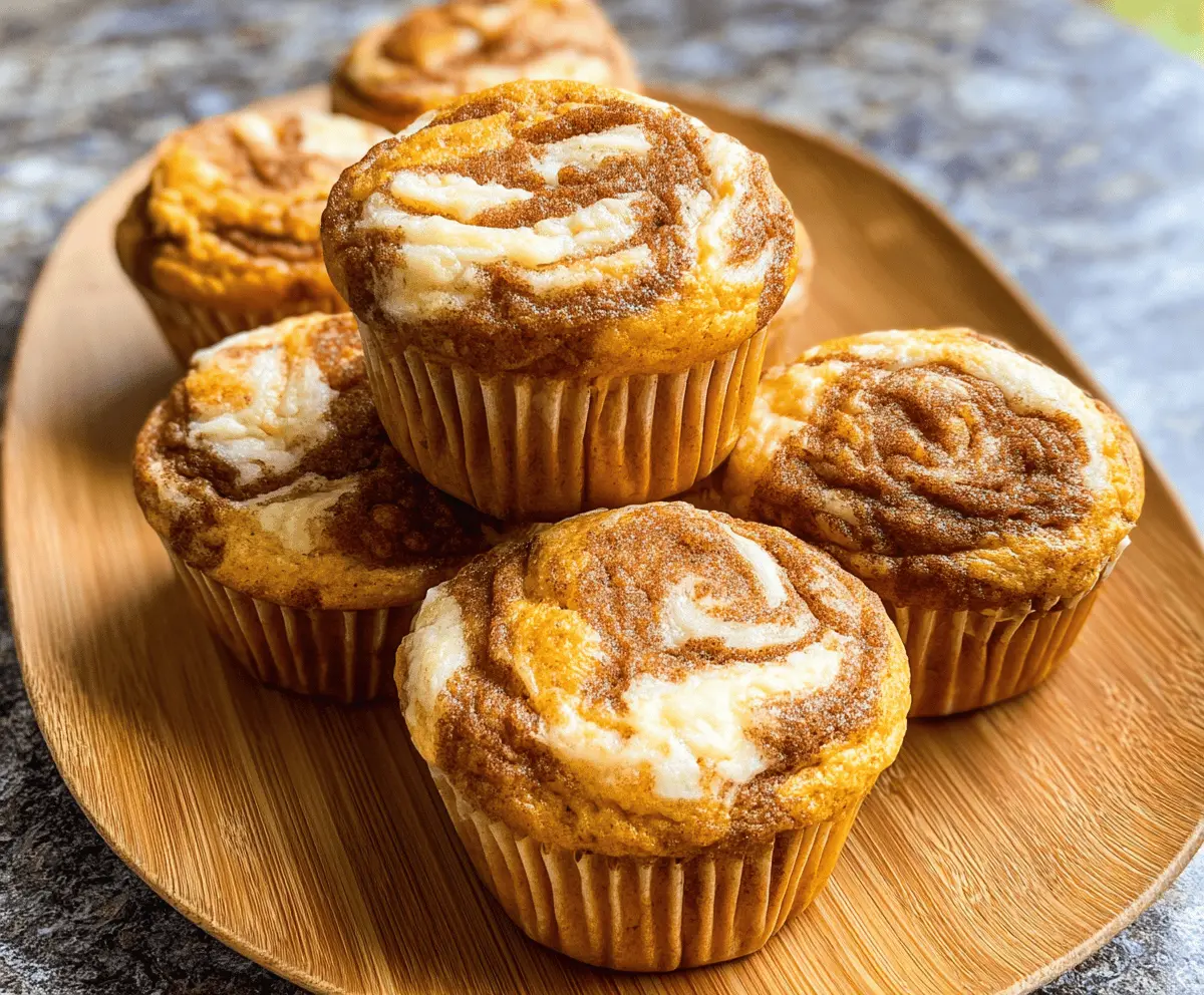 Moist Pumpkin Muffins with Cream Cheese Swirl