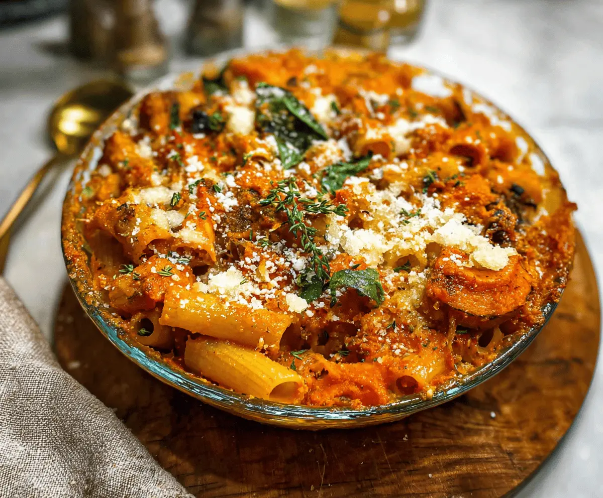Creamy Pumpkin Tomato Pasta Bake Recipe