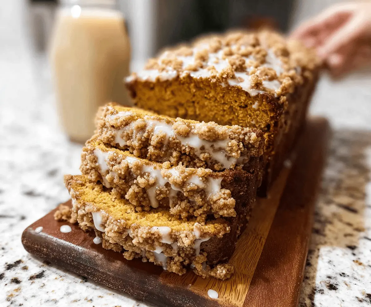 Moist Pumpkin Bread with Streusel and Maple Glaze