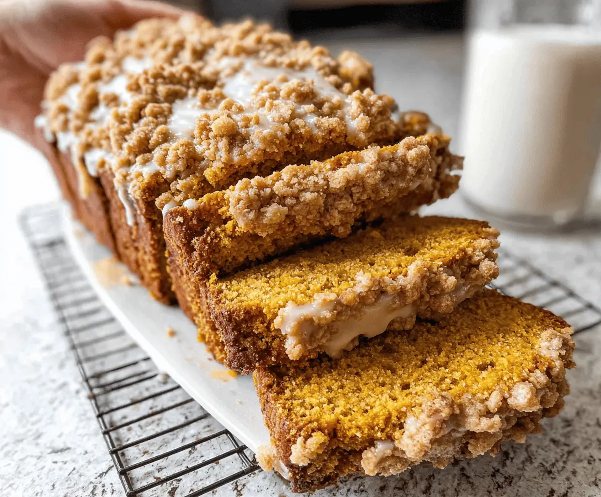 Moist Pumpkin Bread with Streusel and Maple Glaze