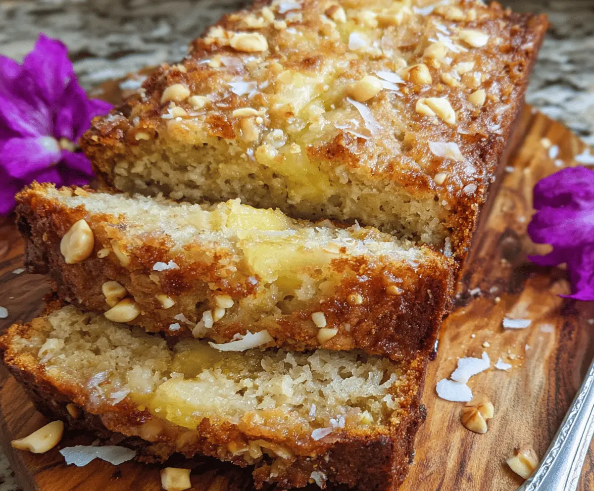 Tropical Hawaiian Banana Bread with Pineapple and Macadamia Nuts