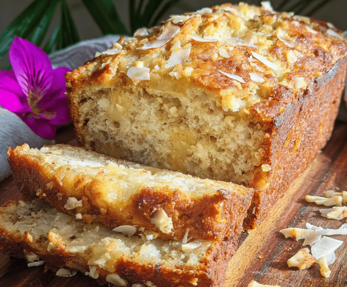 Tropical Hawaiian Banana Bread with Pineapple and Macadamia Nuts