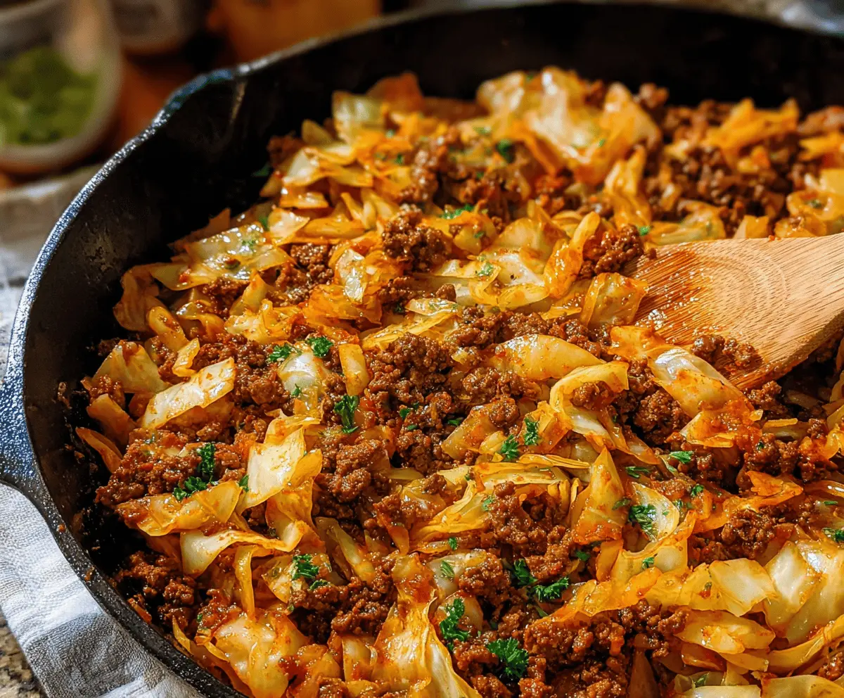 Easy Ground Beef and Cabbage Skillet Dinner
