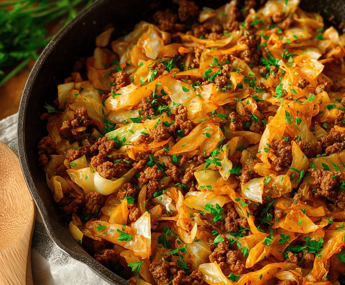 Easy Ground Beef and Cabbage Skillet Dinner