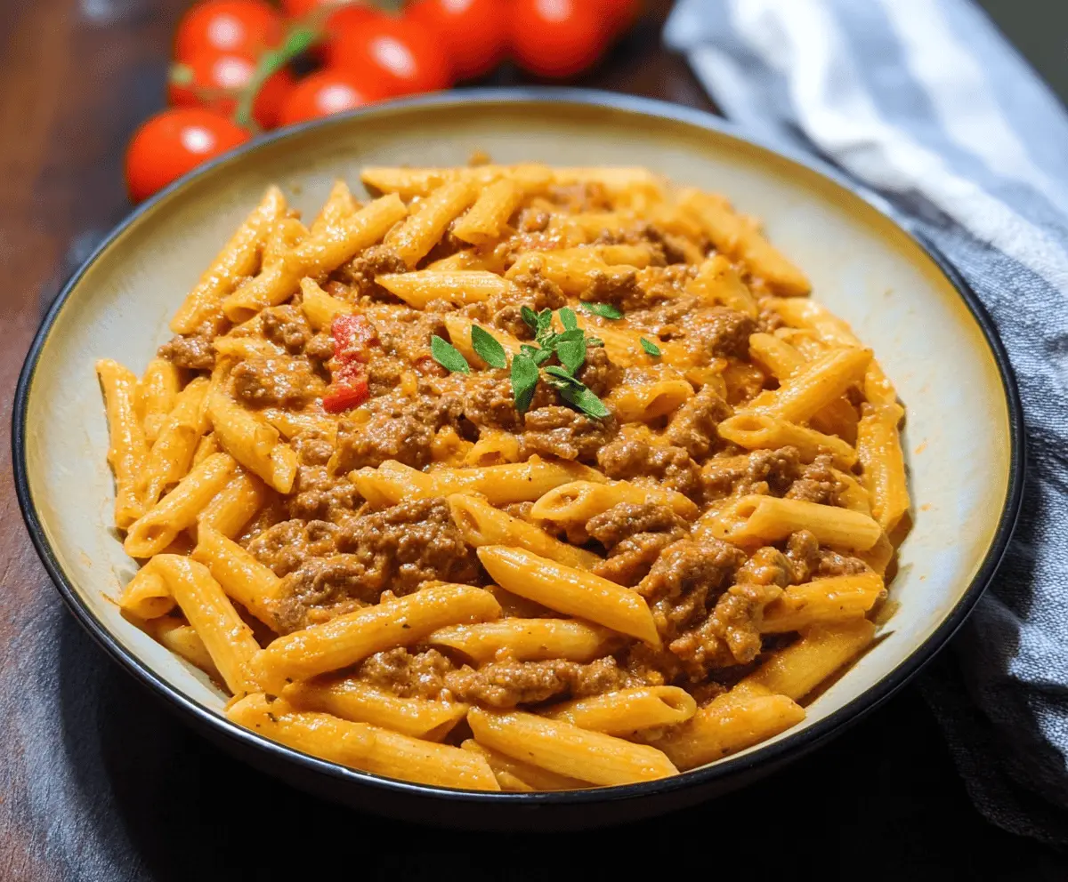 High Protein Creamy Beef Pasta Dinner Recipe