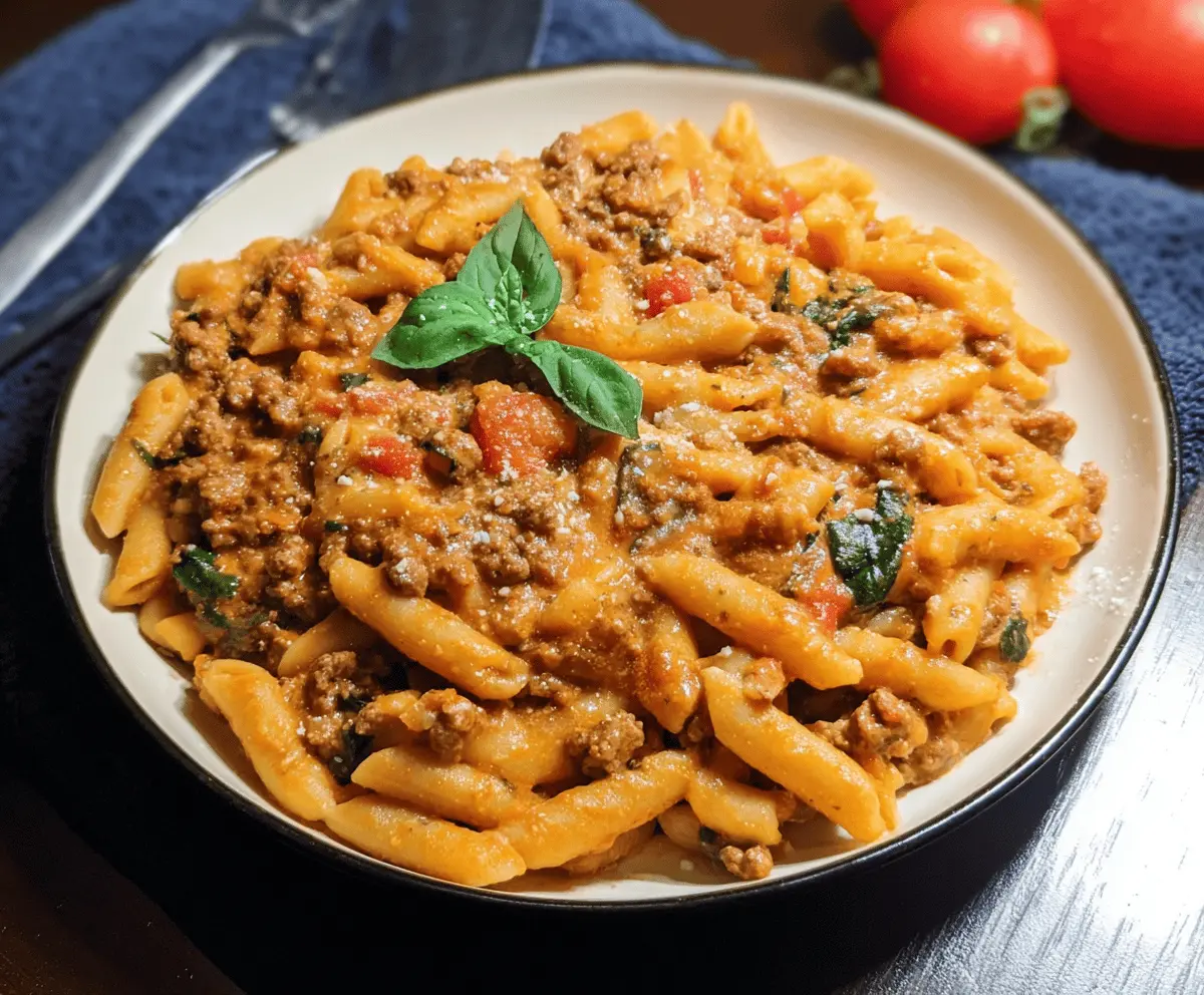 High Protein Creamy Beef Pasta Dinner Recipe