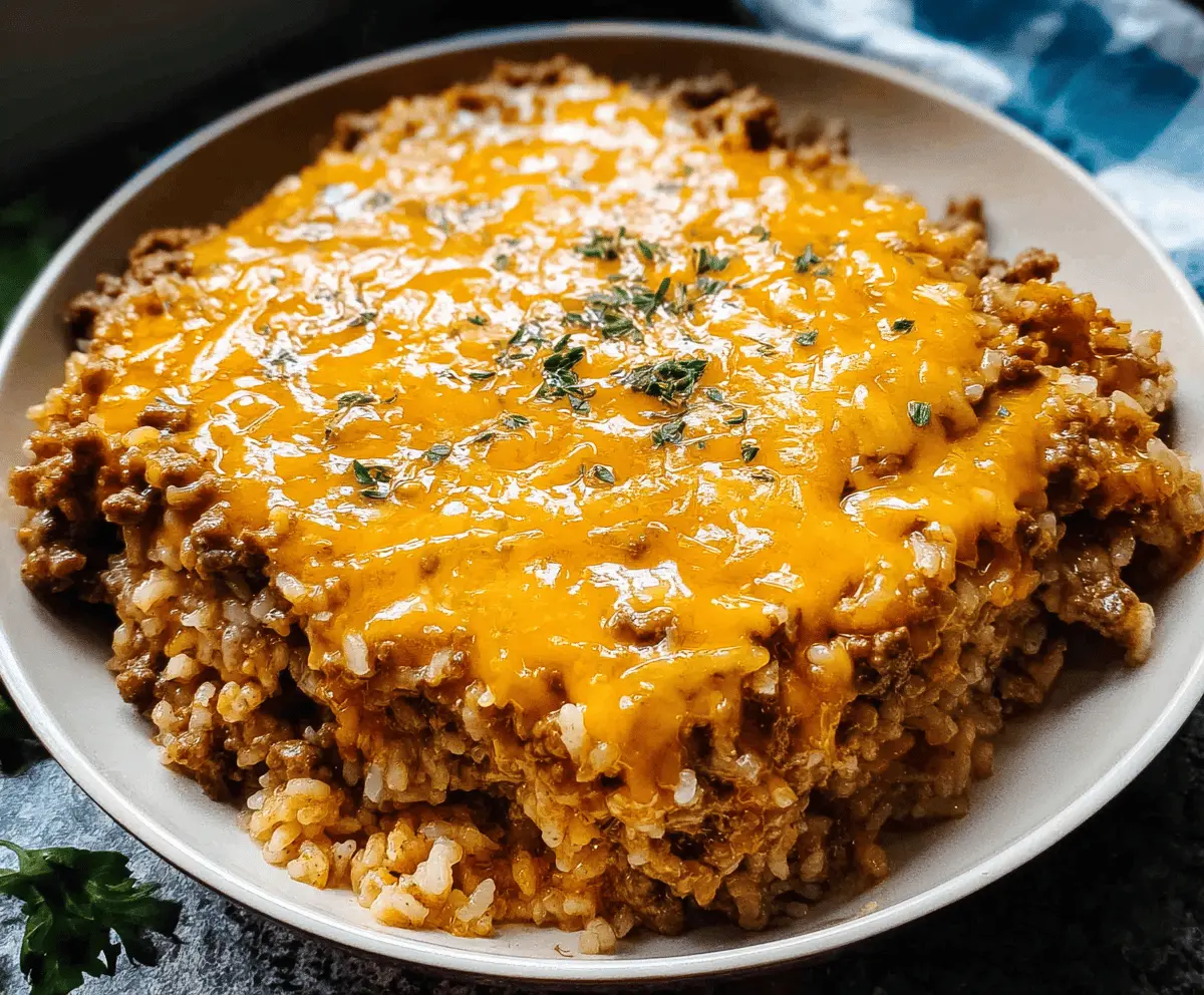 Easy Cheesy Hamburger Rice Casserole Recipe