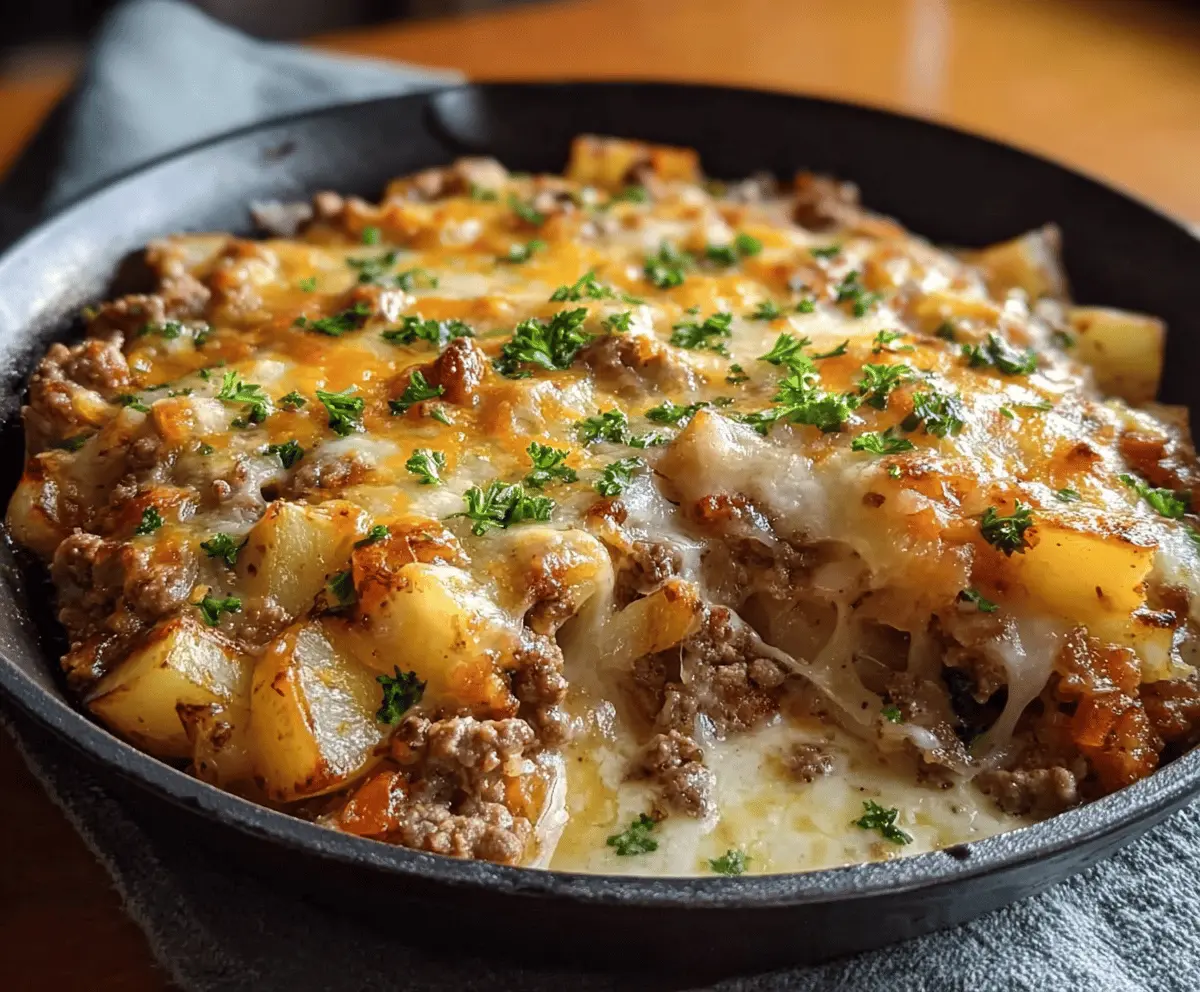 Easy One-Pan Cheesy Meat and Potato Skillet